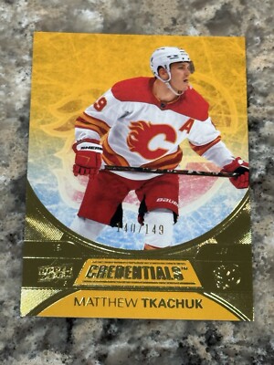 2021-22 Upper Deck Credentials Yellow Matthew Tkachuk #19 Calgary Flames /149