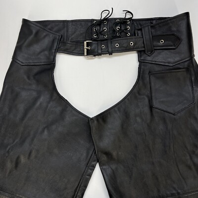 Interstate Leather Zip Snaps Buckle Chaps Men 5XL Black