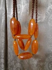 Vintage Costume Jewelry Necklace Choker Burnt Orange 12 Ovoids Boho Retro Chic