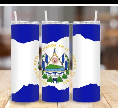El Salvador Tumbler Skinny Straight 20oz For Cold Or Hot Liquid