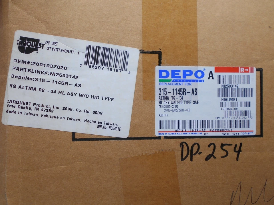 DEPO Headlight Passenger Right RH fits Nissan Altima w/o HID 2002 2003 2004 Foto 3 de 3