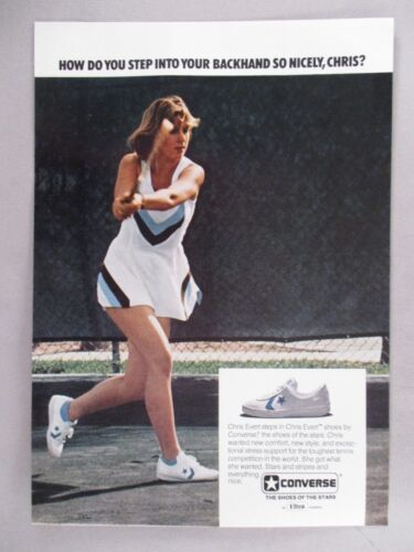 Chris Evert for Converse Sneakers PRINT AD - 1977 ~~ tennis, shoes | eBay