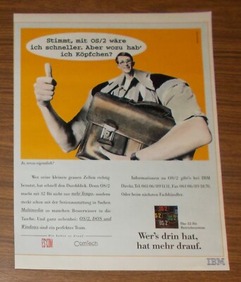 Seltene Werbung IBM OS/2 - Wer's drin hat, hat mehr drauf #3 1994