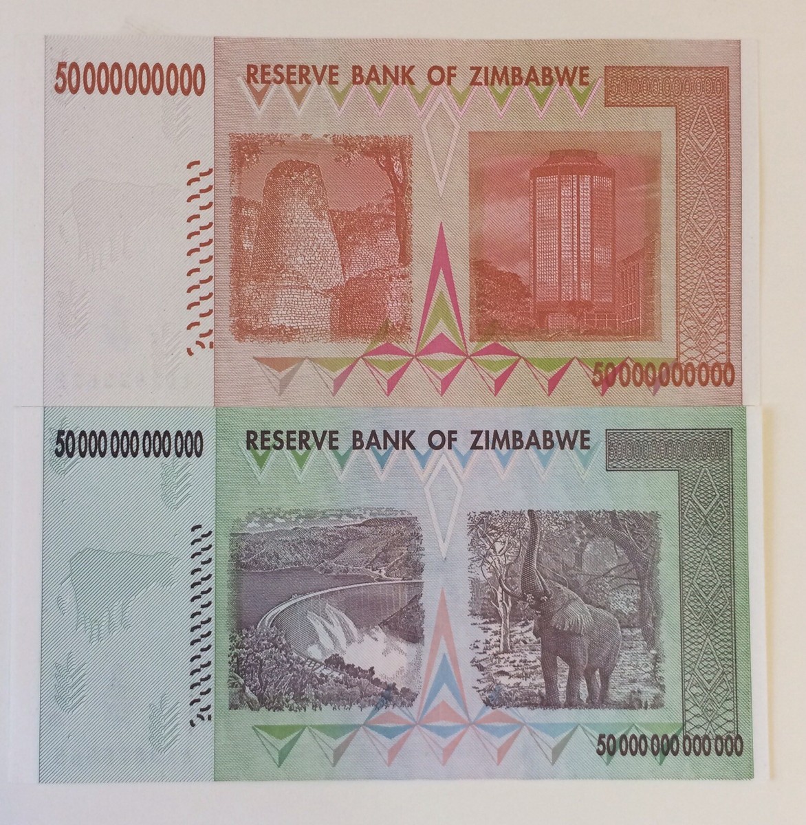Zimbabwe 50 Trillion Dollars, 2008 P-90 Banknote Used (Cir) COA