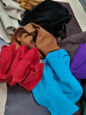 SCRAP Suede Leather COW HIDES for Crafts/Tooling/Workshop,3/4 OZ assorted COLOR