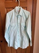 Vintage Sheplers Sz M Western Pearl Snap Long Sleeve Shirt Men  s Medium Blue 