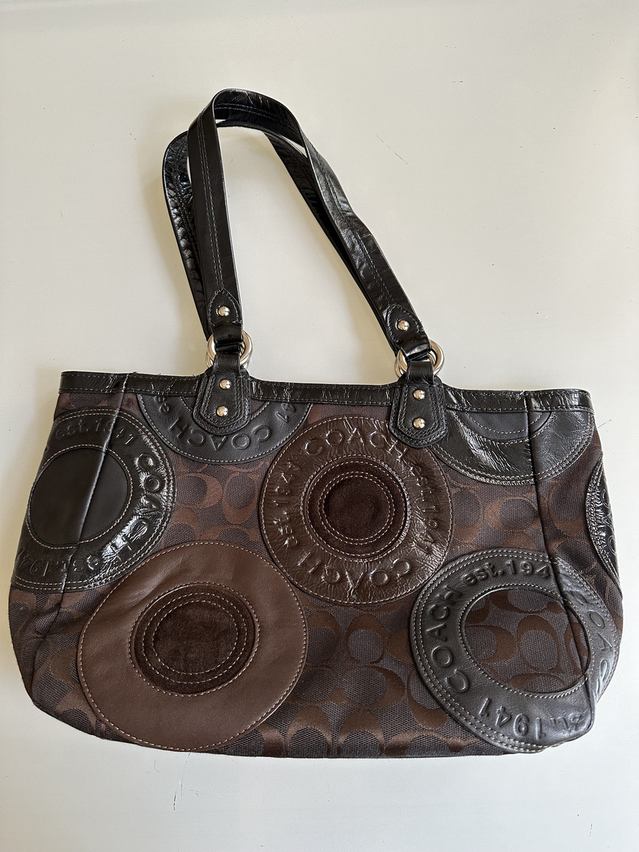 COACH handbag circle Patchwork east west tote brown | eBay