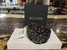 BULOVA MEN'S 98B171 PRECISIONIST BLACK STAINLESS STEEL WATCH BALCK RUBBER BAND