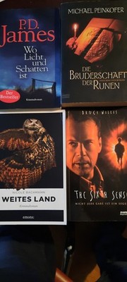 4x krimi thriller, p.d.james n.bachmann bruce willis m.peinkofer. weites land,