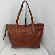 Fossil Sydney Shopper Large Leather Tote Bag Brown Double Handle