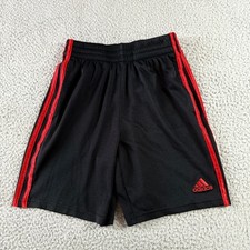 Adidas Black Red Youth M 10/12 Athletic Sporty Performance Training Shorts
