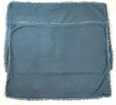 Casaluna Textured Teal Green Standard Pillow Shams Pair Set 2 Fringe Linen Blend