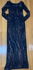 Bebe Long Backless Stretch Women’s Dress Metallic Snake Suede S Slit New