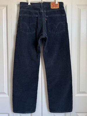 Levis 569 Loose Straight Corduroy Pants Mens 32x32 Blue Navy
