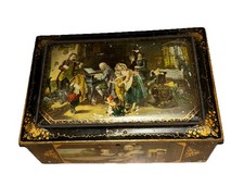 Vintage Tin Tea Caddy with Lock - No Key - Classical Music Scenes