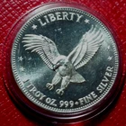 LIBERTY EAGLE-INTERNATIONAL TRADE UNIT ROUND 1 Troy oz.999 Silver in Capule