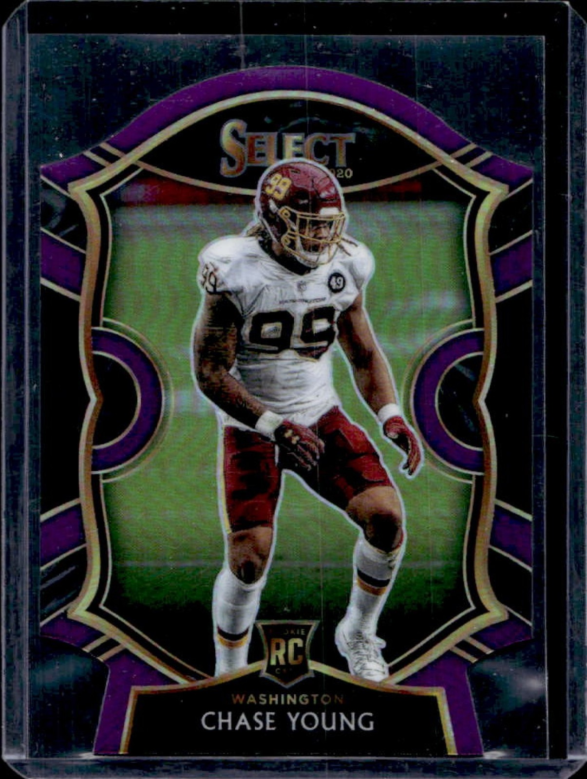 2020 Panini Select Chase Young RC Purple Prizm Die Cut Rookie Concourse #64