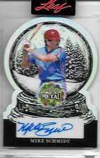 2025 LEAF METAL HOLIDAY MIKE SCHMIDT DIE CUT SNOW GLOBE SILVER PRIZM AUTO 1/5