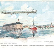 ZEPPELIN (LZ.1) Chromo ART Postcard Friedrichshafen c1900 PIONEER AVIATION KZ27