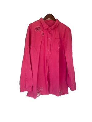 Amazon Women s Bright Pink Denim Distressed Jacket 2XL NWOT