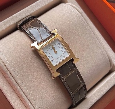 Hermès Hermes Damen Armbanduhr Heure H Diamanten Vergoldet NEU mit Rechnung 