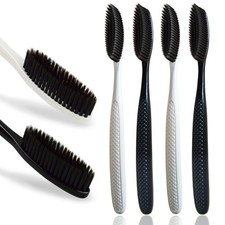 Large Long Head Toothbrush Hard  Firm Charcoal Bristles Removing Plaque Cleaner