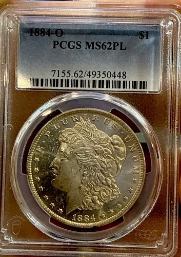 1884 O PCGS MS 62 PL PROOF LIKE MORGAN SILVER DOLLAR Superb Mirror Deep Cameo PQ