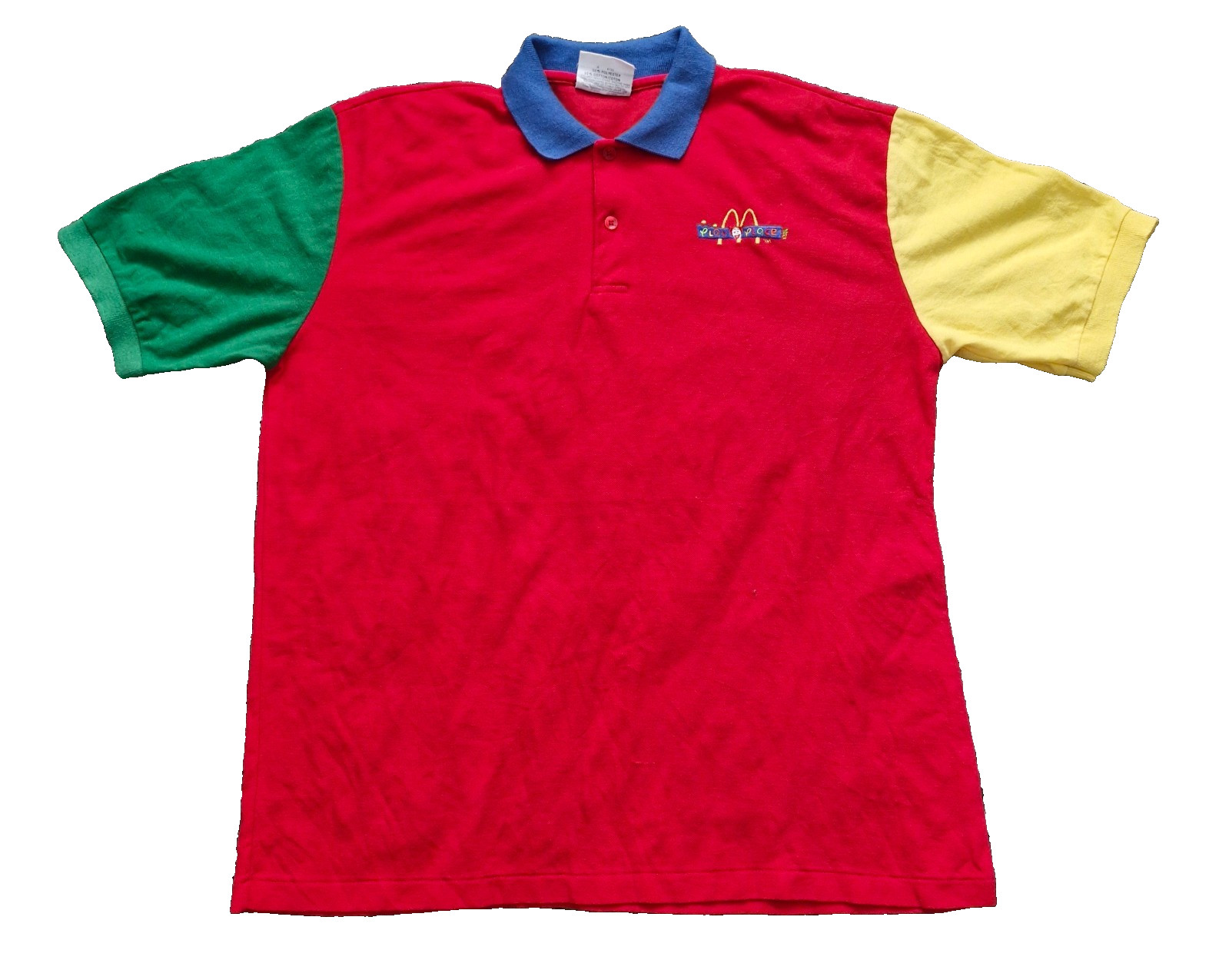 Crest Mcdonalds Polo T Shirt L Play Place Vintage 90s Single Stitch Colour Block