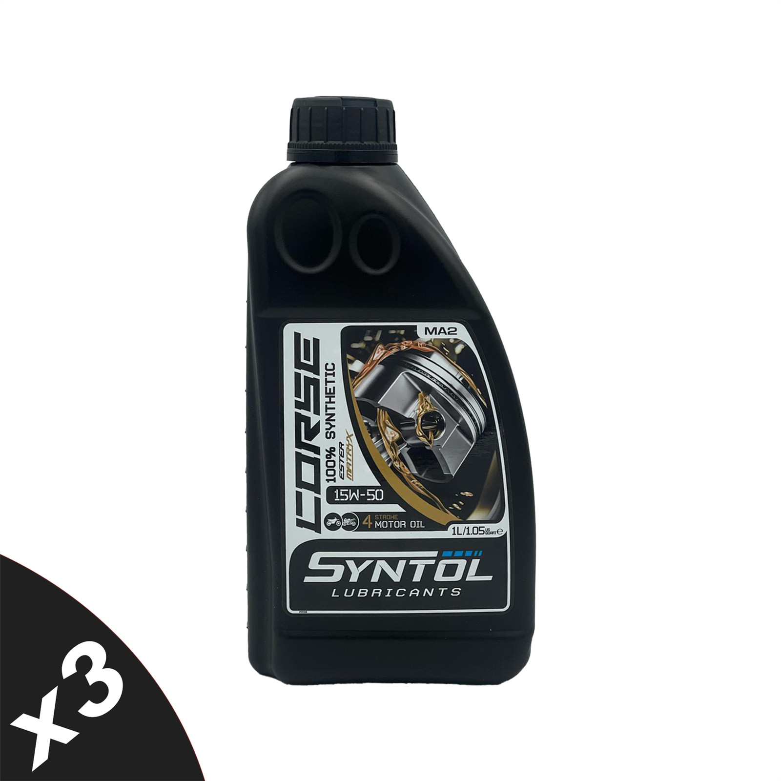 Syntol Motorcycle Motorbike Corse 4T 15W-50 Fully Synthetic Oil 3x1L