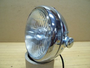 Vintage NOS Chopper Bobber Motorcycle Headlight – 6V/12V Dixie Head Light, Chrome, 1970s New Old Stock