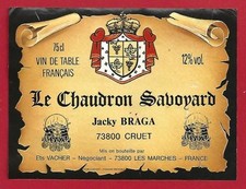 116-42 Wine label table LE CAULDRON SAVOYARD Jacky BRAGA à CRUET set COW