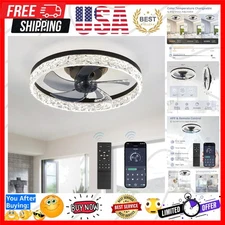 20" Modern Ceiling Fans with Lights and Remote, Dimmable Low Profile Ceiling ...
