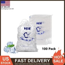 100 Pack Ice Bags 10lbs with Drawstring Reusable Ice Storage Bags Freezer Keeper