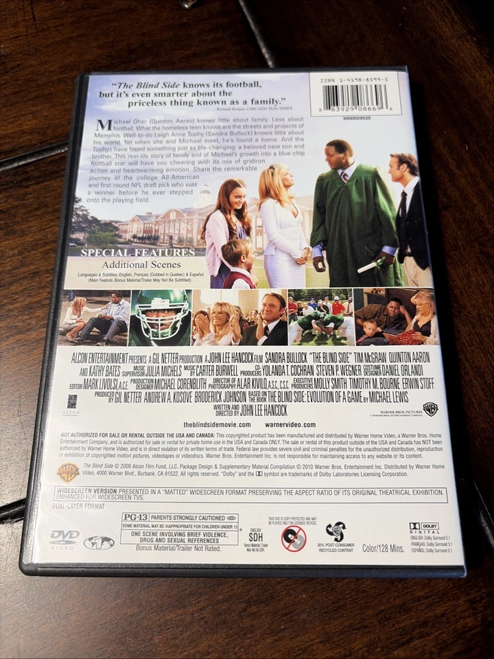 The Blind Side DVD 2009 Widescreen Sandra Bullock Tim McGraw Pre Owned - Image 2 of 2