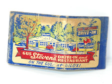 Vintage Lion Matchbook Gus Stevens Drive-In Restaurant "On The Gulf At Biloxi"