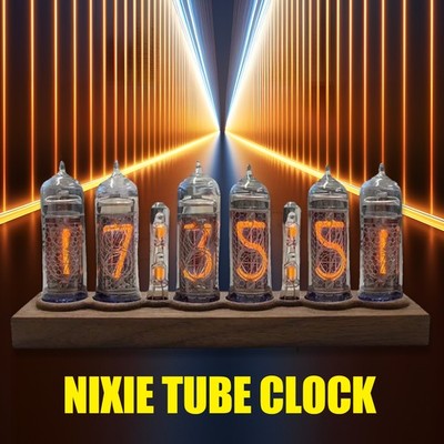 6 bit Nixie Tube Clock IN-14 PCBA Digital IN14 walnut wood.No Tubes DIY Kit.