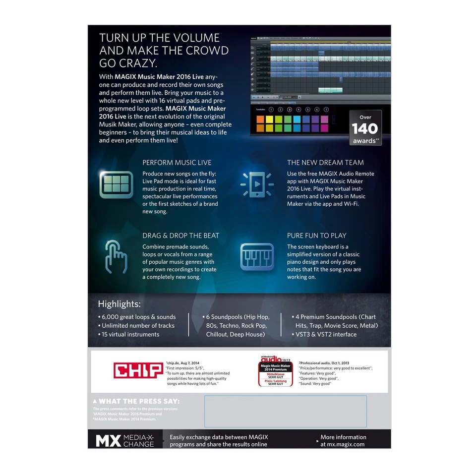 Magix Music Maker 2016 Live Electronic Music Production Software Midi Controller - Image 2 of 4