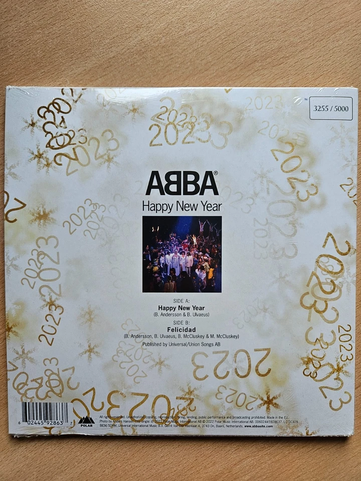 ABBA Happy New Year Felicidad Limited 7" Single Gold Vinyl 2022 neu - Bild 2 von 2