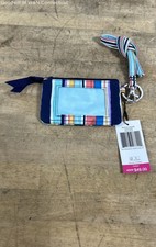 Vera Bradley Cabana Stripe Cotton Zip ID  Lanyard Wallet Keychain NWT