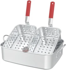 18QT Aluminum Deep Fryer Pot with Baskets & Heat-Resistant Silicone Handles