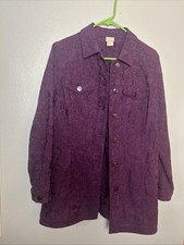 Chico  s Burgundy Brocade Open Front Jacket Blazer 1 8/10 