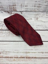 HSM HART SCHAFFNER MARX Men's Red Blue Striped 100 Silk Tie USA Made