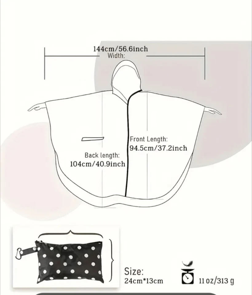 Rain Poncho for Adult, plus Size Rain Coat with Hoods and Sleeves for Men Women. - Image 2 of 3