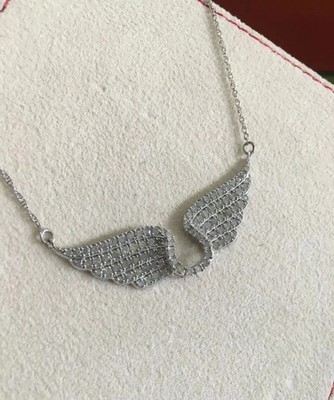 1.50Ct Round Cut Diamond Angel Wing Women Pendant Necklace 14K White Gold Plated