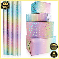 Geschenkpapier Geburtstag 43X300Cm 4 Rollen GläNzende Regenbogenfolie