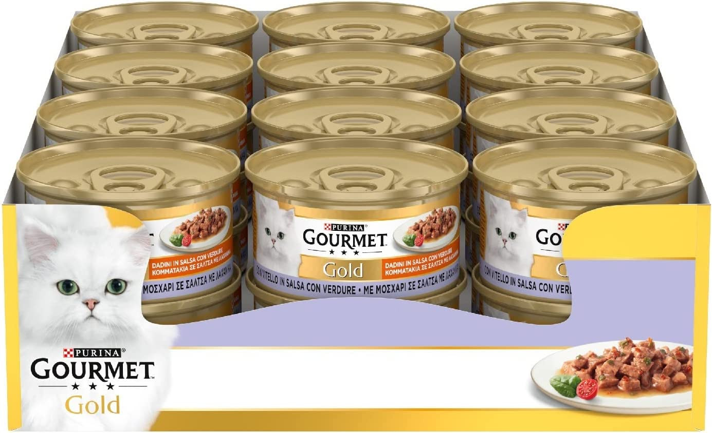 Multipack 24x85g Gourmet Gold Dadini Vitello in Salsa Gatto Adulto
