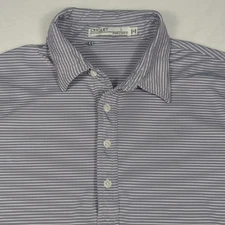 Criquet Men's Gray Striped Golf Performance Polo Size Large