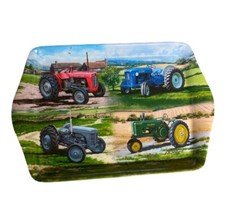 Melamine Small Snack Dish - Small Tray - Drinks Tray - Tractors Design Red Green