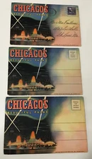 Lot Of 3 Chicago's Beautiful Parks Post Card Book - Fold-Out Souvenir  54 Photos
