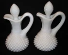 Vintage Westmoreland English Hobnail White Milk Glass Oil Vinegar Cruet Stopper